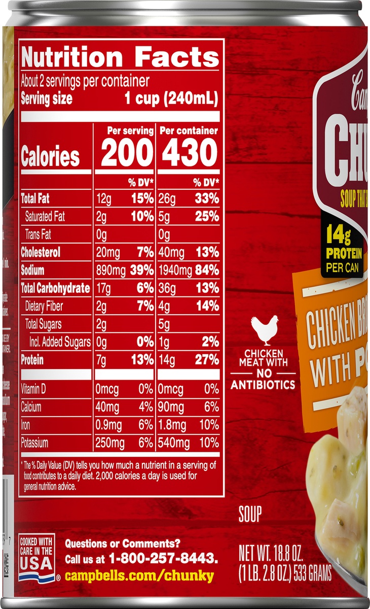 Campbell's Chunky Chicken Broccoli Cheese with Potato Soup 18.8 oz Shipt