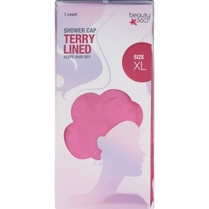 slide 1 of 1, Beauty 360 Terry Lined Shower Cap, 1 ct