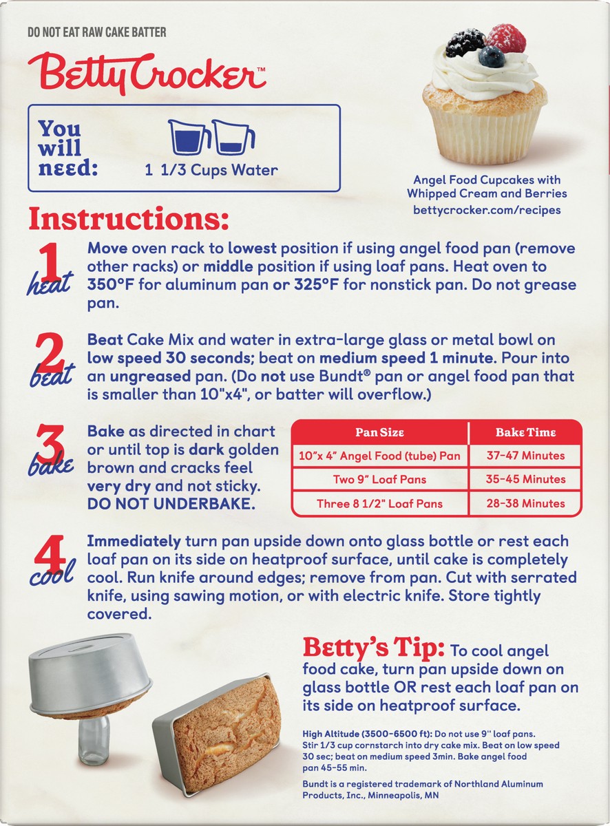 slide 5 of 12, Betty Crocker Angel Food Cake Mix, Just Add Water, 16 oz, 1 lb