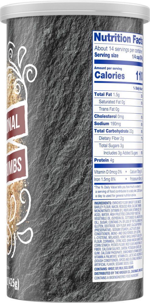 slide 3 of 4, Kroger Traditional Bread Crumbs, 15 oz