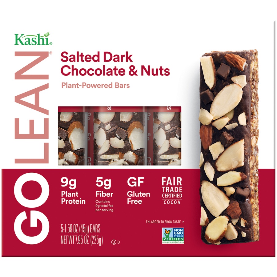 slide 1 of 7, Kashi Go Lean Salted Dark Chocolate & Nuts Bar, 5 ct; 1.59 oz