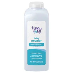 Tippy Toes Pure Cornstarch Aloe Vera & Vitamin E Baby Powder 15 oz
