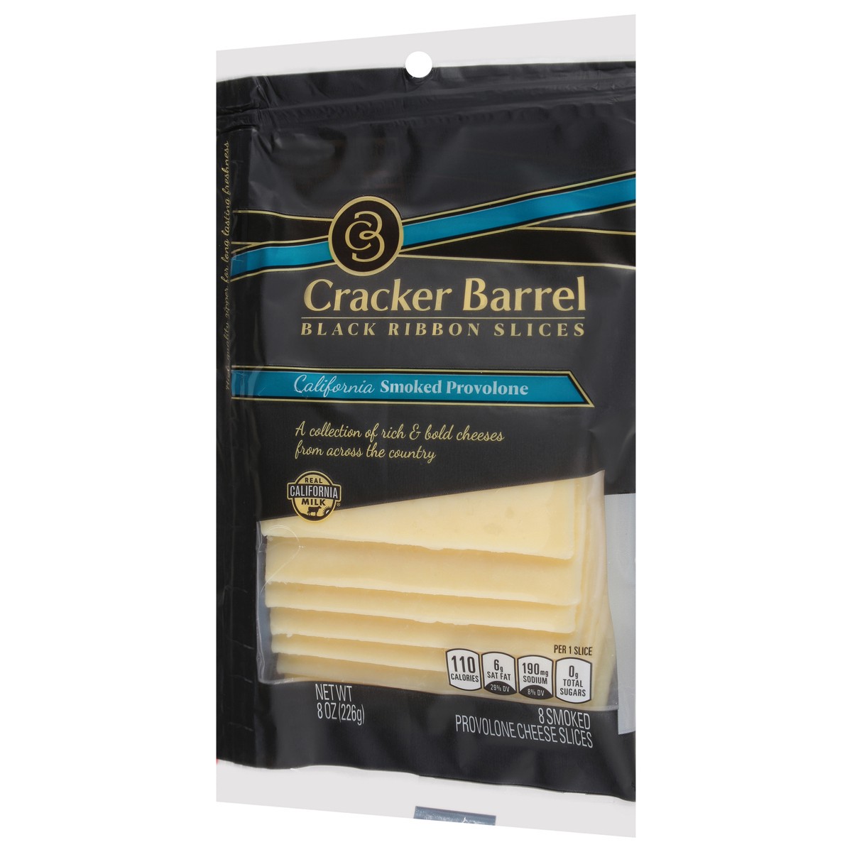 slide 3 of 11, Cracker Barrel Black Ribbon Slices California Smoked Provolone Cheese Slices, 8 ct Pack, 8 ct