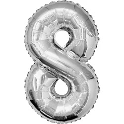 Shape Number 8 Silver Air-Filled Balloon