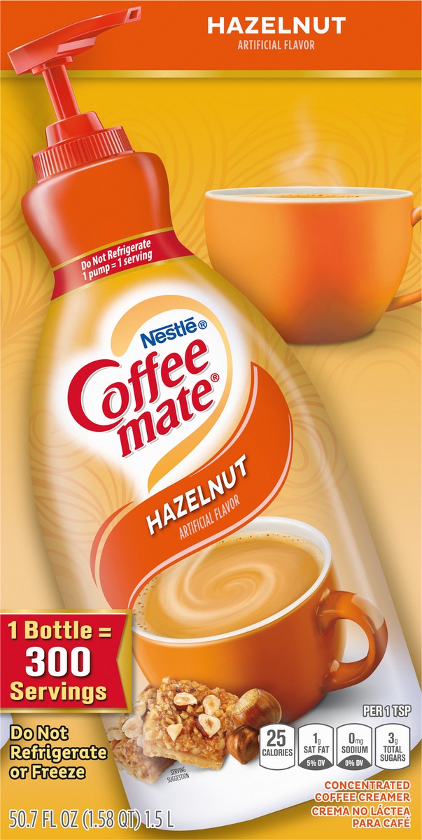 slide 9 of 9, Coffee-Mate Concentrated Hazelnut Coffee Creamer 1 50.7 fl oz, 50.7 fl oz