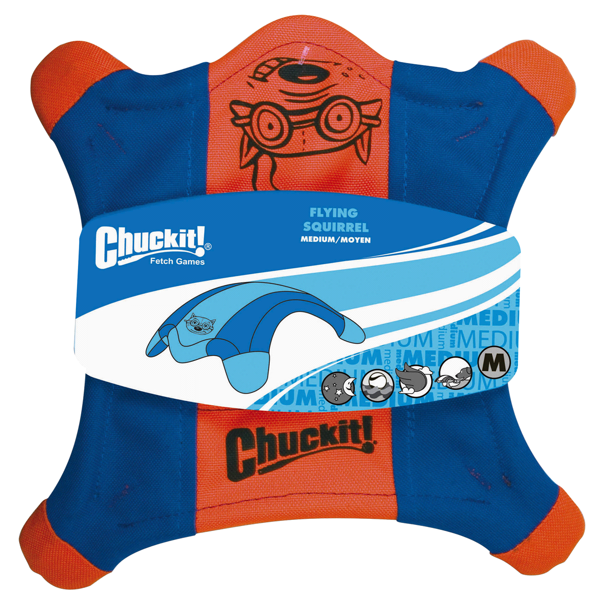 slide 2 of 2, Chuckit! Flying Squirrel Pet Toy - Blue - M, MED