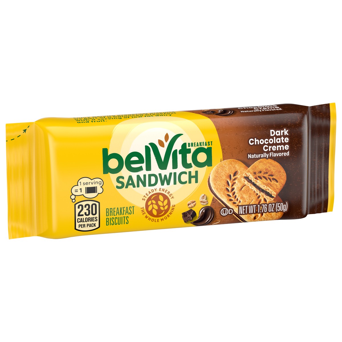 slide 10 of 11, belVita Breakfast Sandwich Dark Chocolate Creme Breakfast Biscuits, 1 Pack (2 Sandwiches Per Pack), 0.11 lb