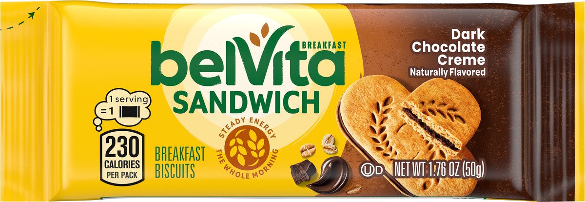 slide 7 of 11, belVita Breakfast Sandwich Dark Chocolate Creme Breakfast Biscuits, 1 Pack (2 Sandwiches Per Pack), 0.11 lb