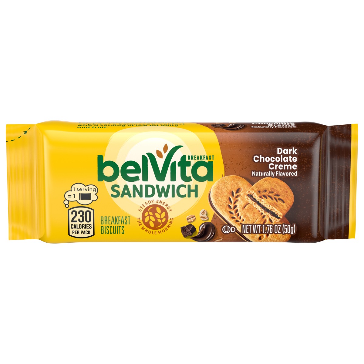 slide 9 of 11, belVita Breakfast Sandwich Dark Chocolate Creme Breakfast Biscuits, 1 Pack (2 Sandwiches Per Pack), 0.11 lb