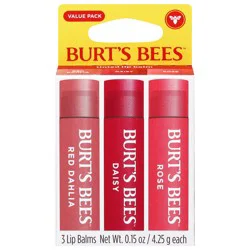 Burt''s Bees Rose/Daisy/Red Dahlia Lip Balms Value Pack 3 - 0.15 oz Each
