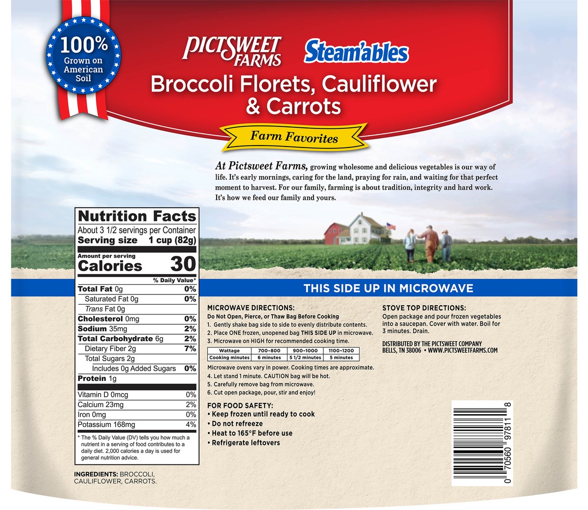 slide 7 of 7, Pictsweet Farms Steam'Ables Broccoli Florets, Cauliflower & Carrots, Farm Favorites - 10 Oz, 10 oz