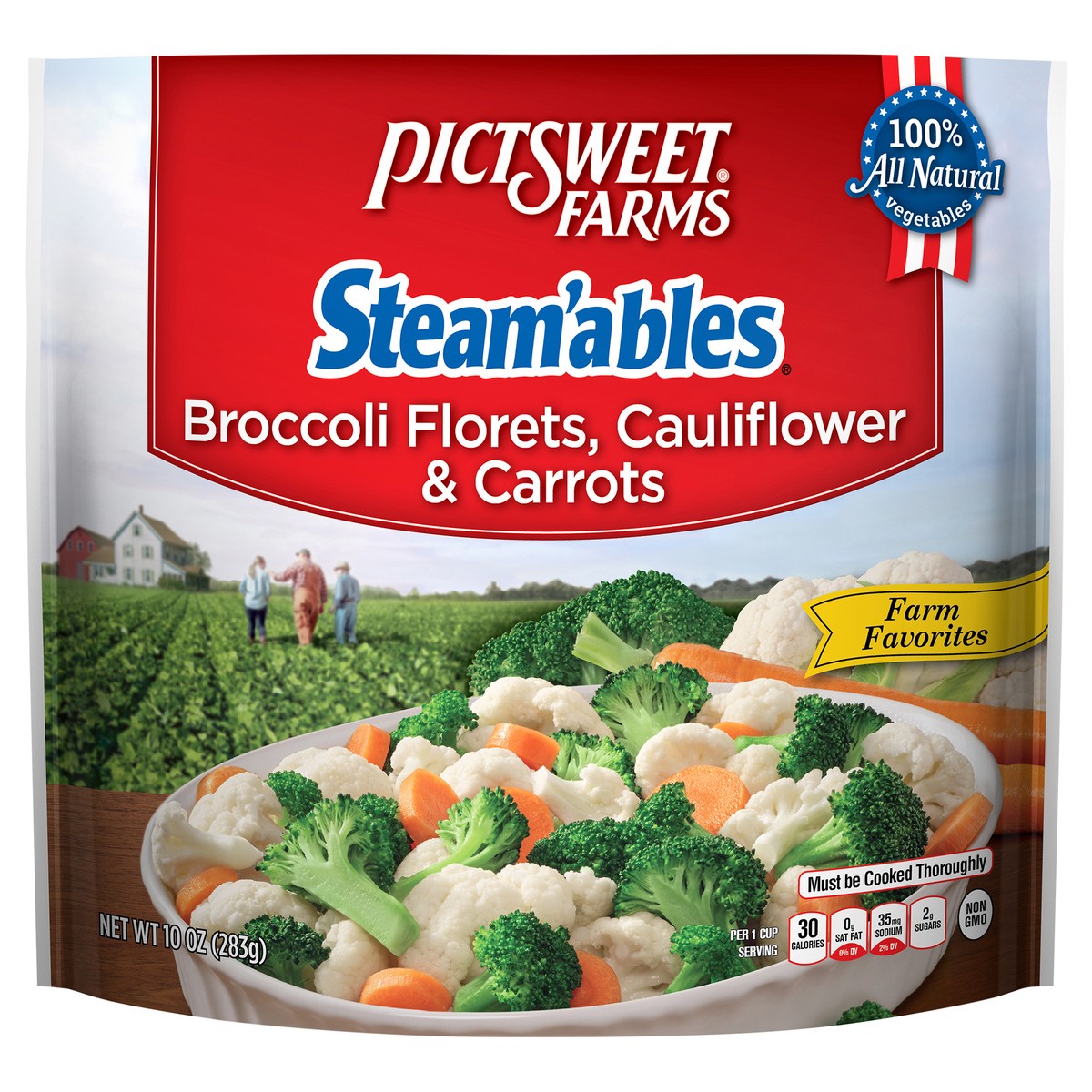 slide 1 of 7, Pictsweet Farms Steam'Ables Broccoli Florets, Cauliflower & Carrots, Farm Favorites - 10 Oz, 10 oz