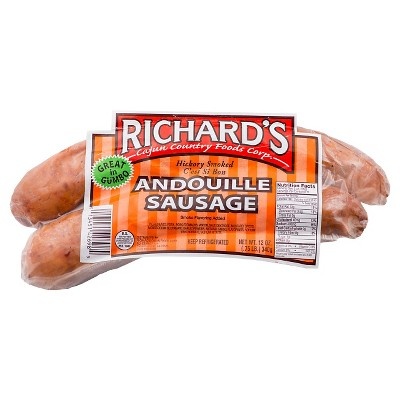 slide 1 of 1, Richard's Hickory Smoked Andouille Sausage, 12 oz