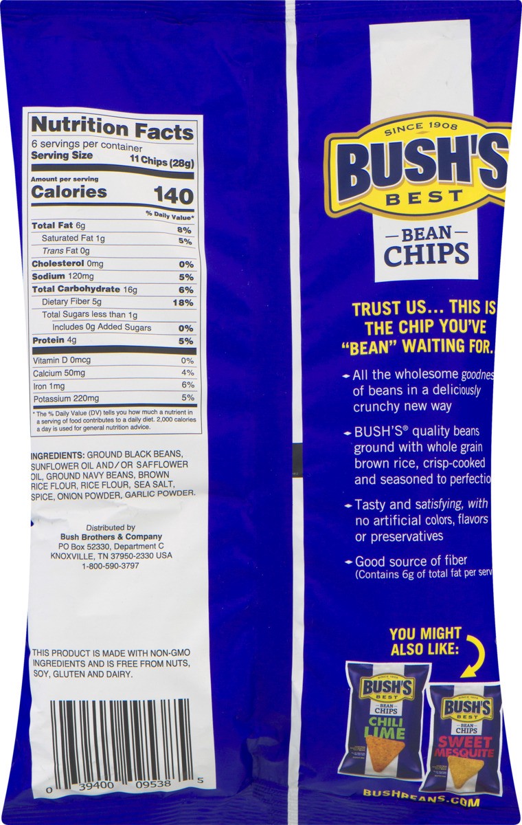 slide 6 of 11, Bush's Best Bush's Sea Salt Bean Chips 6 oz pouch, 6 oz