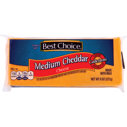 slide 1 of 1, Best Choice Medium Cheddar Chunk, 8 oz