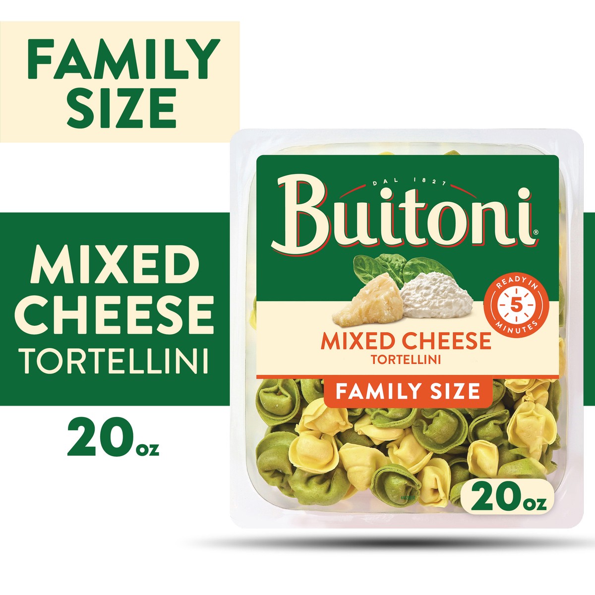 slide 1 of 5, Buitoni Mixed Cheese Tortellini, Refrigerated Pasta, 20 oz