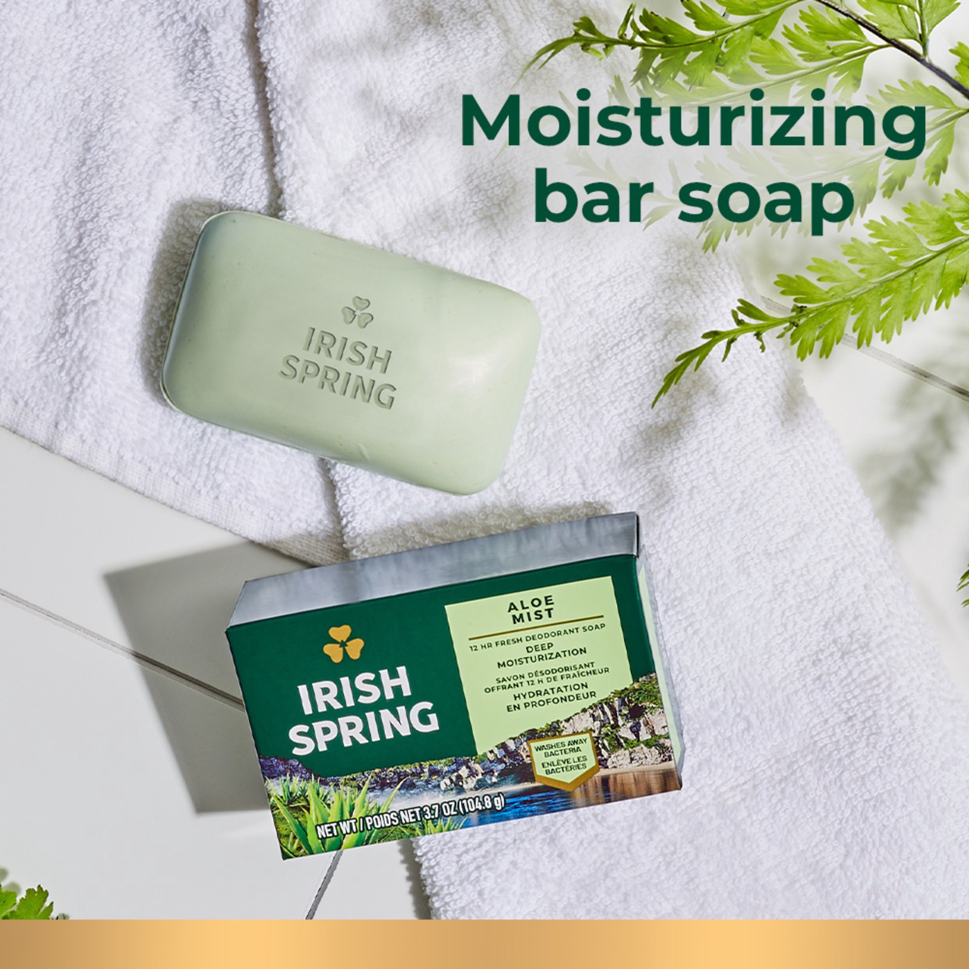 slide 10 of 10, Irish Spring Bar Soap for Men, Aloe Mist Deodorant Bar Soap, 3.7 Oz, 3 Pack, 11.1 oz