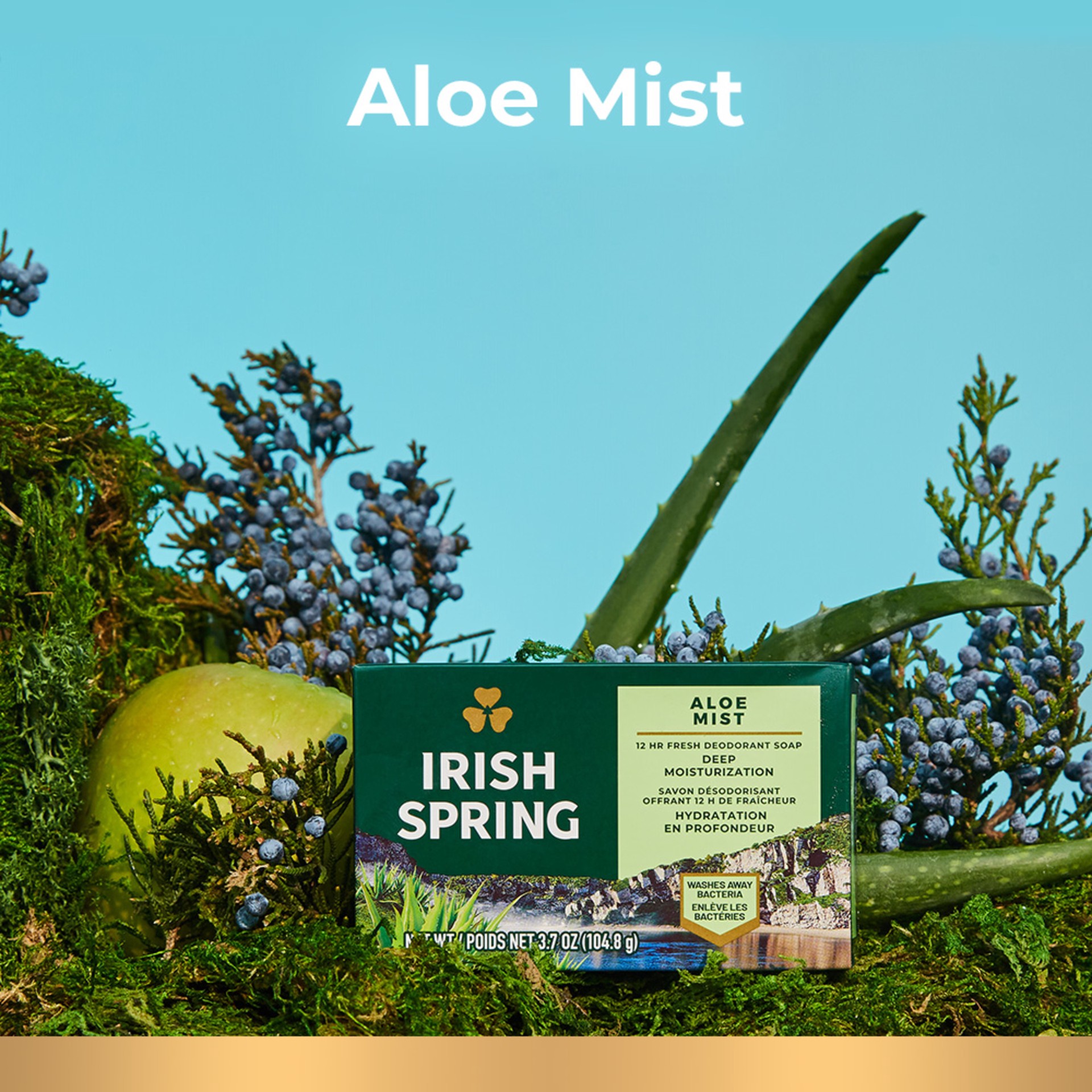 slide 3 of 10, Irish Spring Bar Soap for Men, Aloe Mist Deodorant Bar Soap, 3.7 Oz, 3 Pack, 11.1 oz