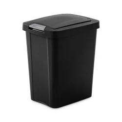 Sterilite Touch Top Wastebasket Black