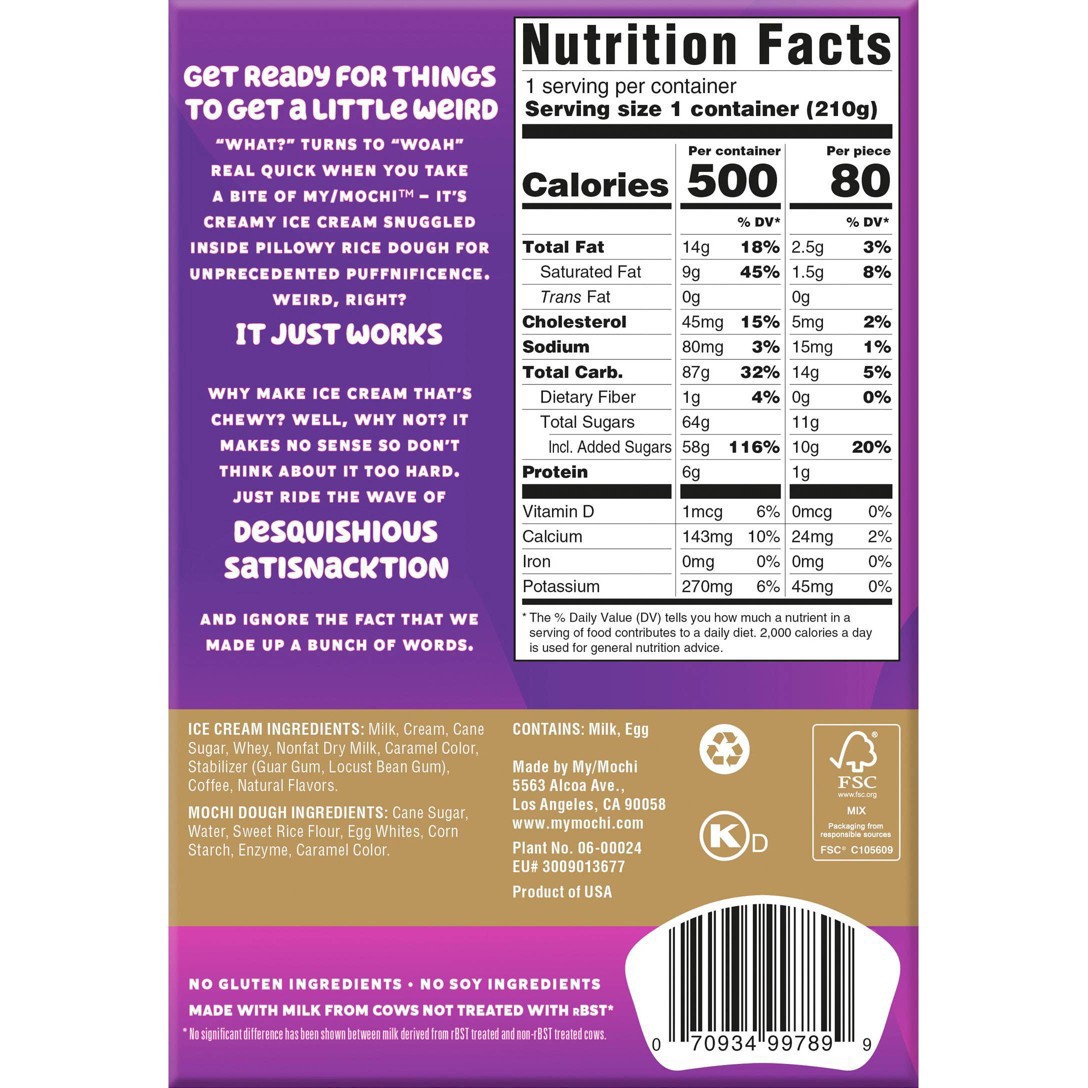 slide 5 of 6, My/Mochi Coffee Ice Cream 6 - 1.25 oz Pieces, 6 ct