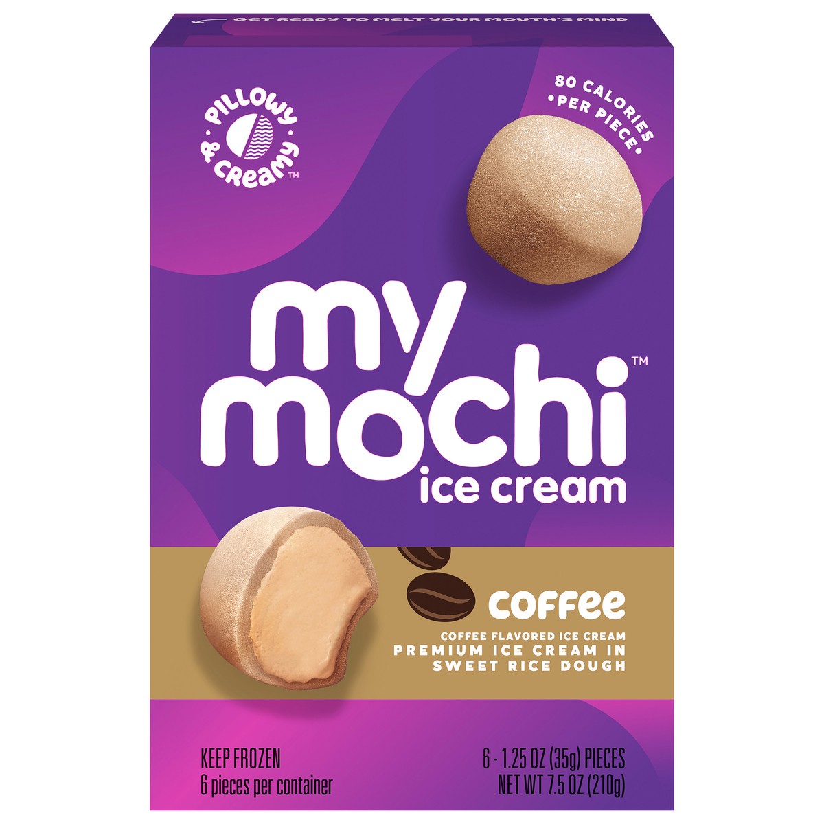 slide 1 of 6, My/Mochi Coffee Ice Cream 6 - 1.25 oz Pieces, 6 ct