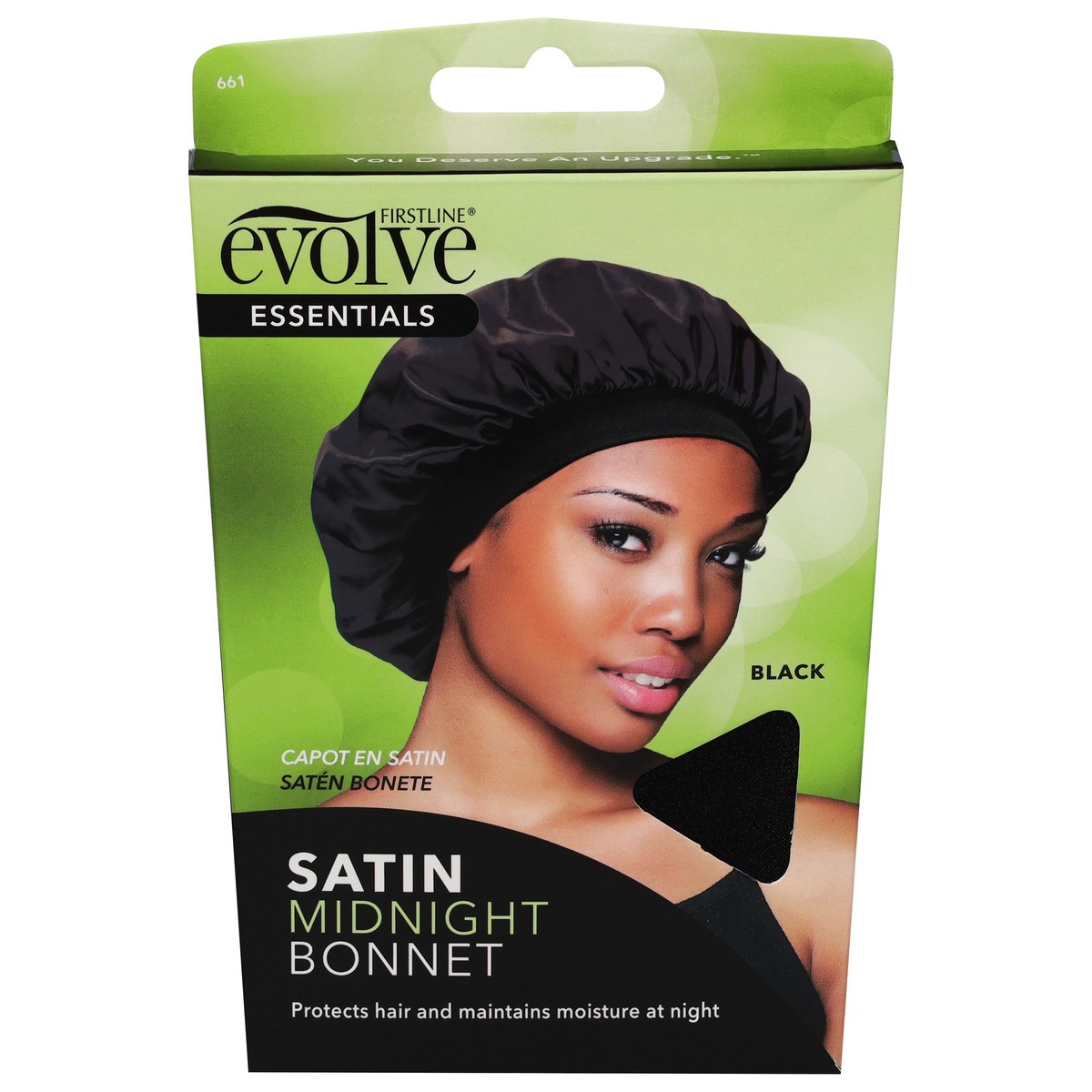 slide 1 of 9, Firstline Evolve Black Satin Midnight Essentials Bonnet 1 ea, 1 ct