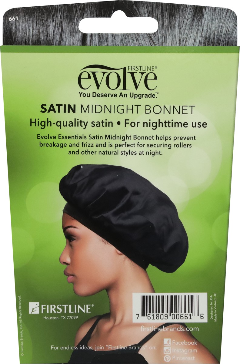 slide 9 of 9, Firstline Evolve Black Satin Midnight Essentials Bonnet 1 ea, 1 ct