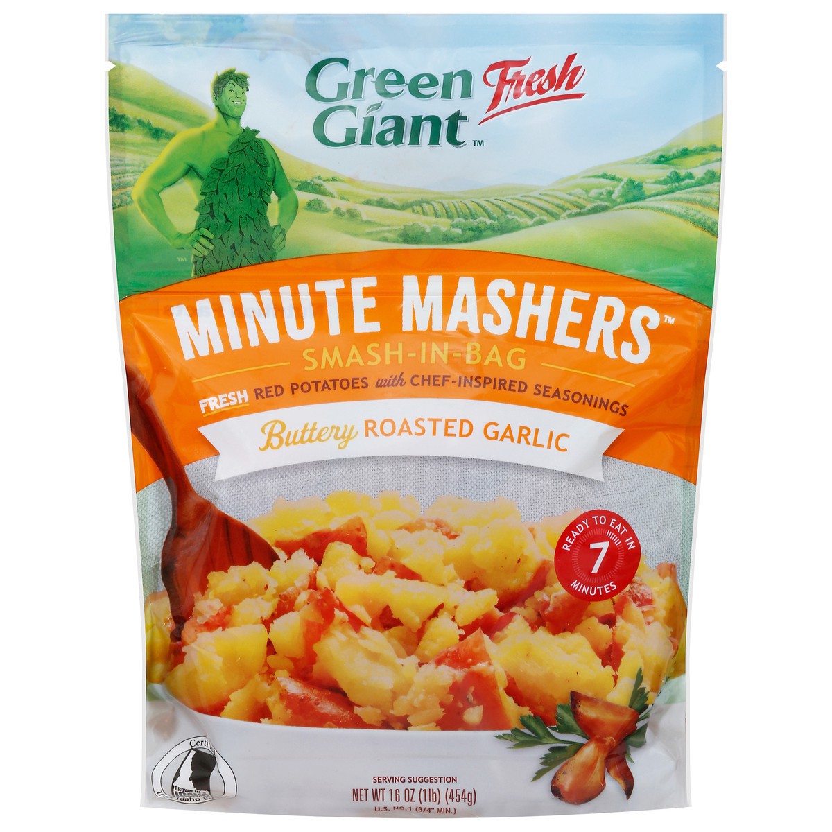 slide 9 of 14, Green Giant Minute Mashers Smash-in-Bag Buttery Roasted Garlic Red Potatoes 16 oz, 16 oz