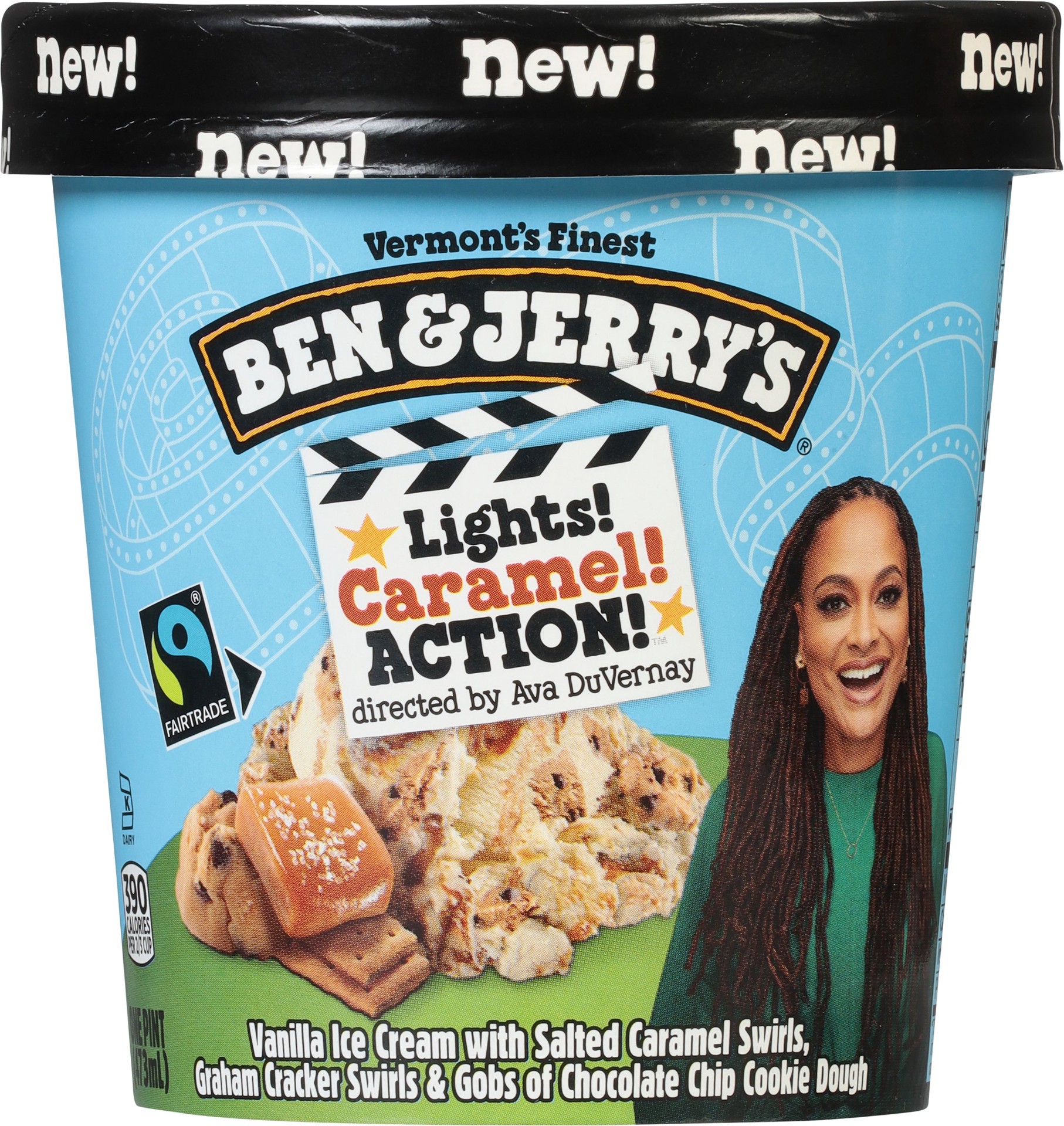 slide 1 of 1, Ben & Jerry's Lights! Caramel! Action! Vanilla Ice Cream Pint, 16 oz