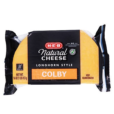 slide 1 of 1, H-E-B Longhorn Style Colby Cheese, 16 oz