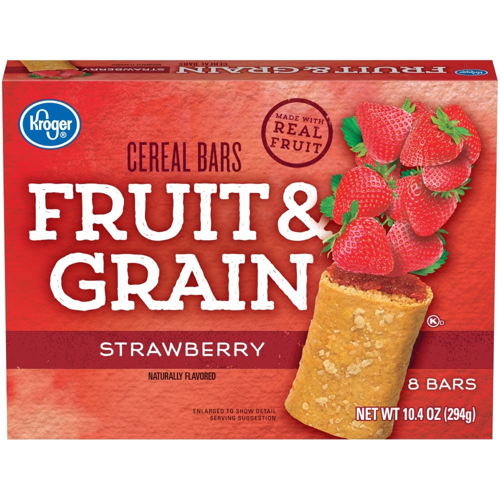 slide 1 of 1, Kroger Fruit & Grain Cereal Bars - Strawberry, 8 ct; 1.3 oz