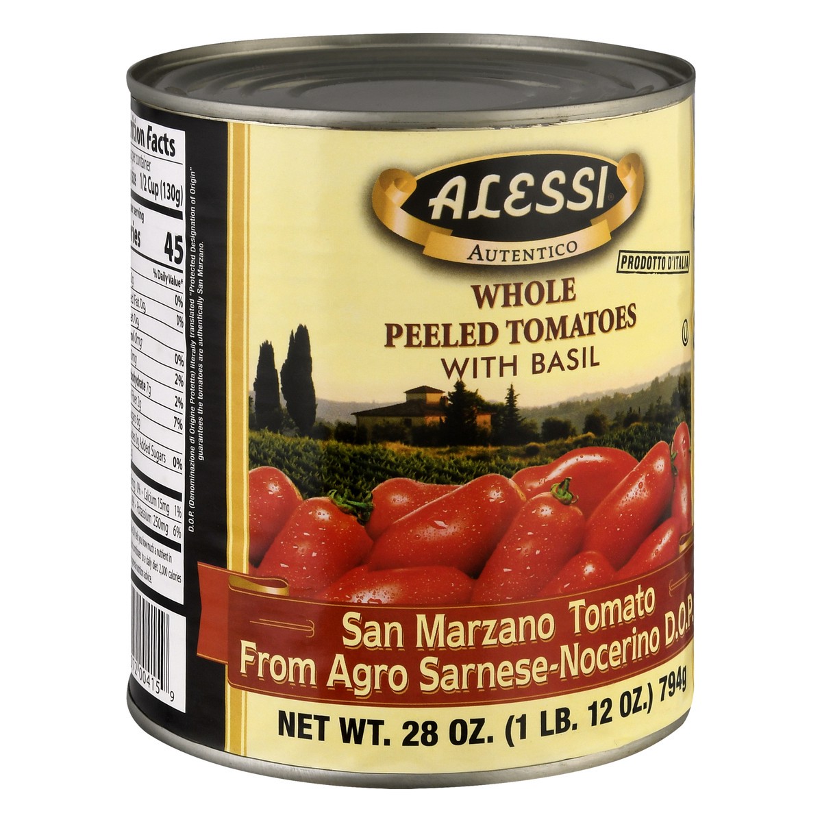 slide 3 of 9, Alessi Whole Peeled With Basil Tomatoes 28 oz, 28 oz