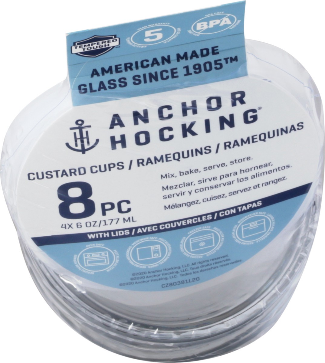 slide 6 of 9, Anchor Hocking 6 Ounces Custard Cups with Lids 8 Pc, 8 ct