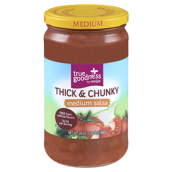 slide 1 of 2, True Goodness Thick & Chunky Medium Salsa, 24 oz