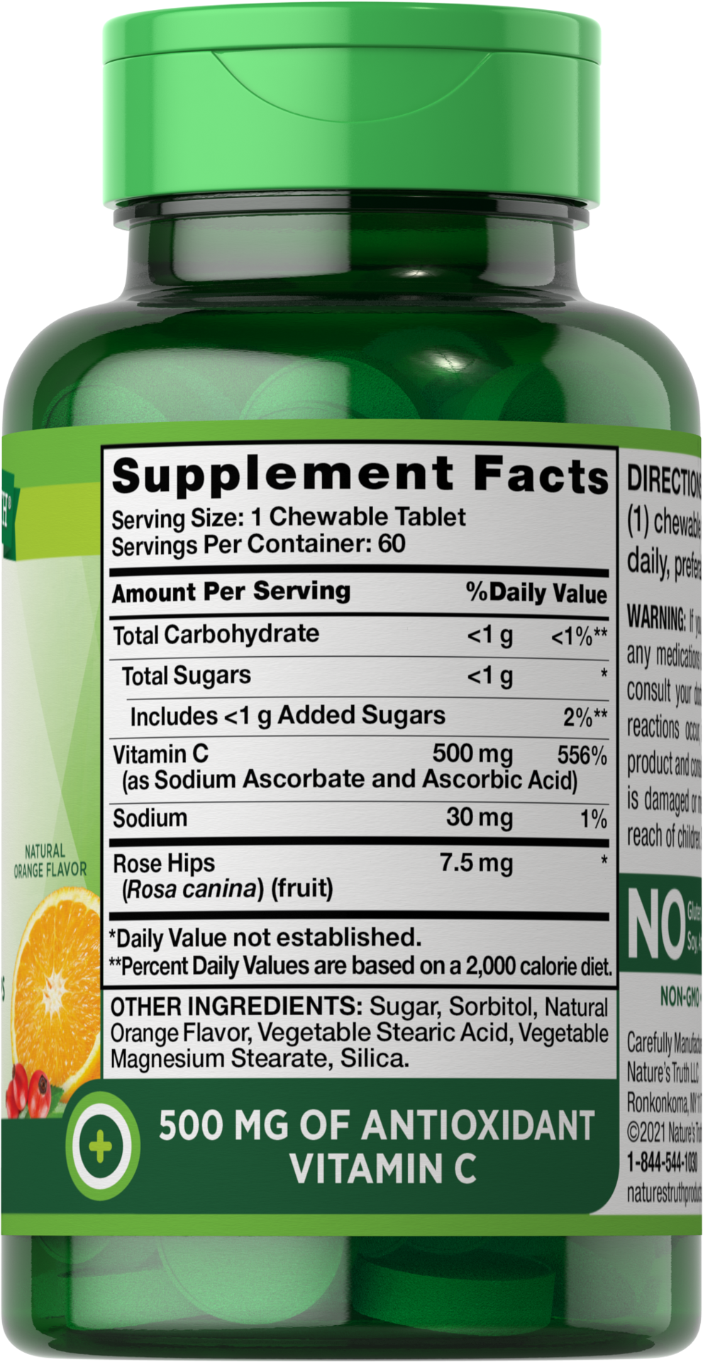 slide 2 of 4, Nature's Truth Vit C 1000 mg Chewable w/RH 60 Tabs, 60 ct