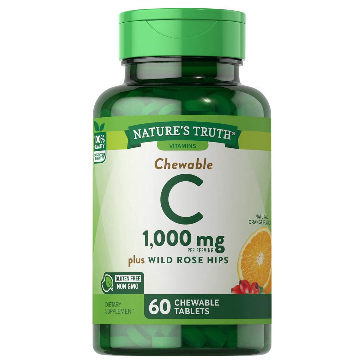 slide 1 of 4, Nature's Truth Vit C 1000 mg Chewable w/RH 60 Tabs, 60 ct