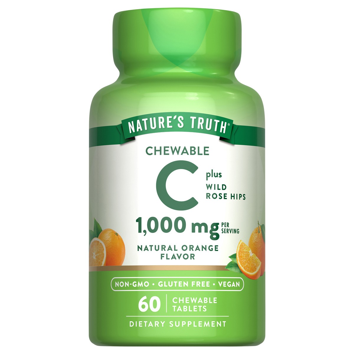 slide 1 of 4, Nature's Truth Vit C 1000 mg Chewable w/RH 60 Tabs, 60 ct