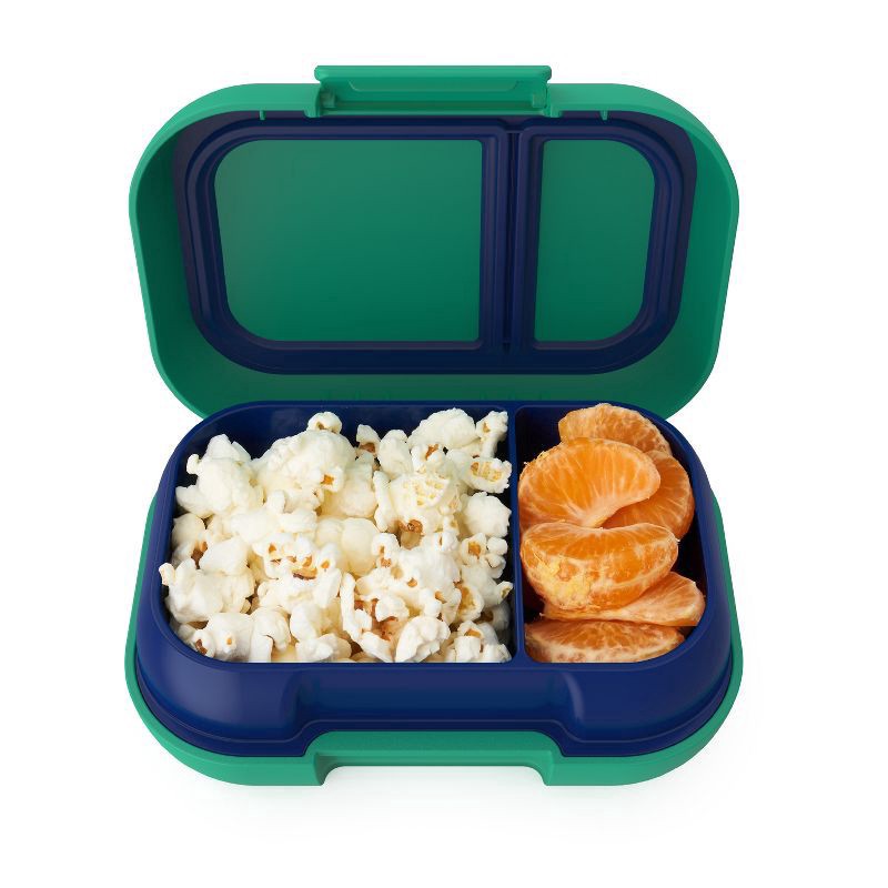 slide 1 of 5, Bentgo Kids' Snack Leak-proof Storage Container Green/Navy, 1 ct