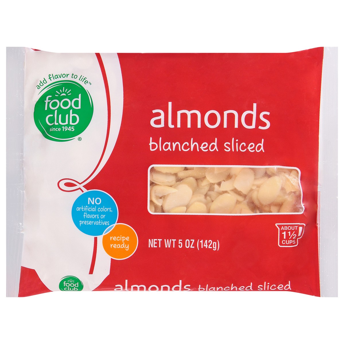 slide 1 of 9, Food Club Blanched Sliced Almonds 5 oz, 5 oz