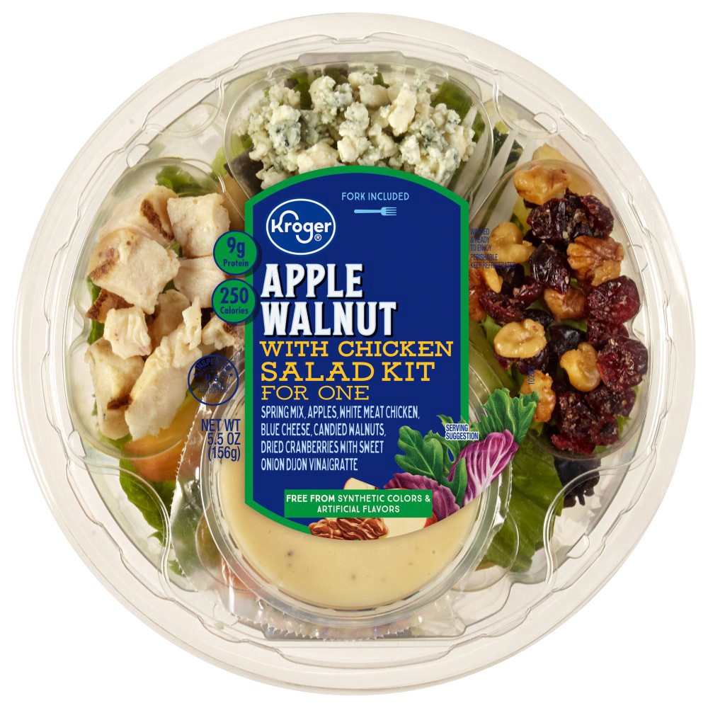 slide 2 of 3, Kroger Apple Walnut With Chicken Salad Kit For One, 5.5 oz