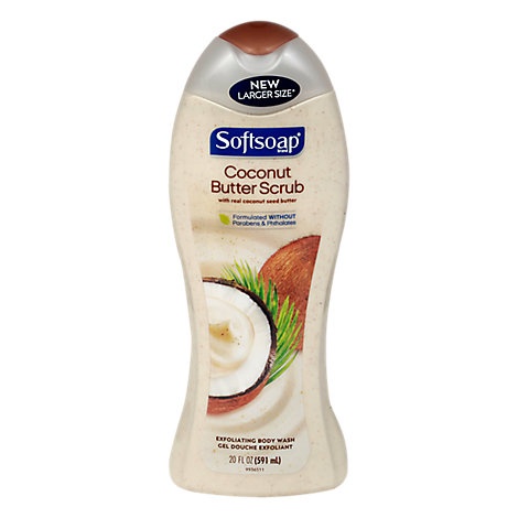 slide 1 of 1, Softsoap Coconut Butter Body Wash Scrub, 20 oz