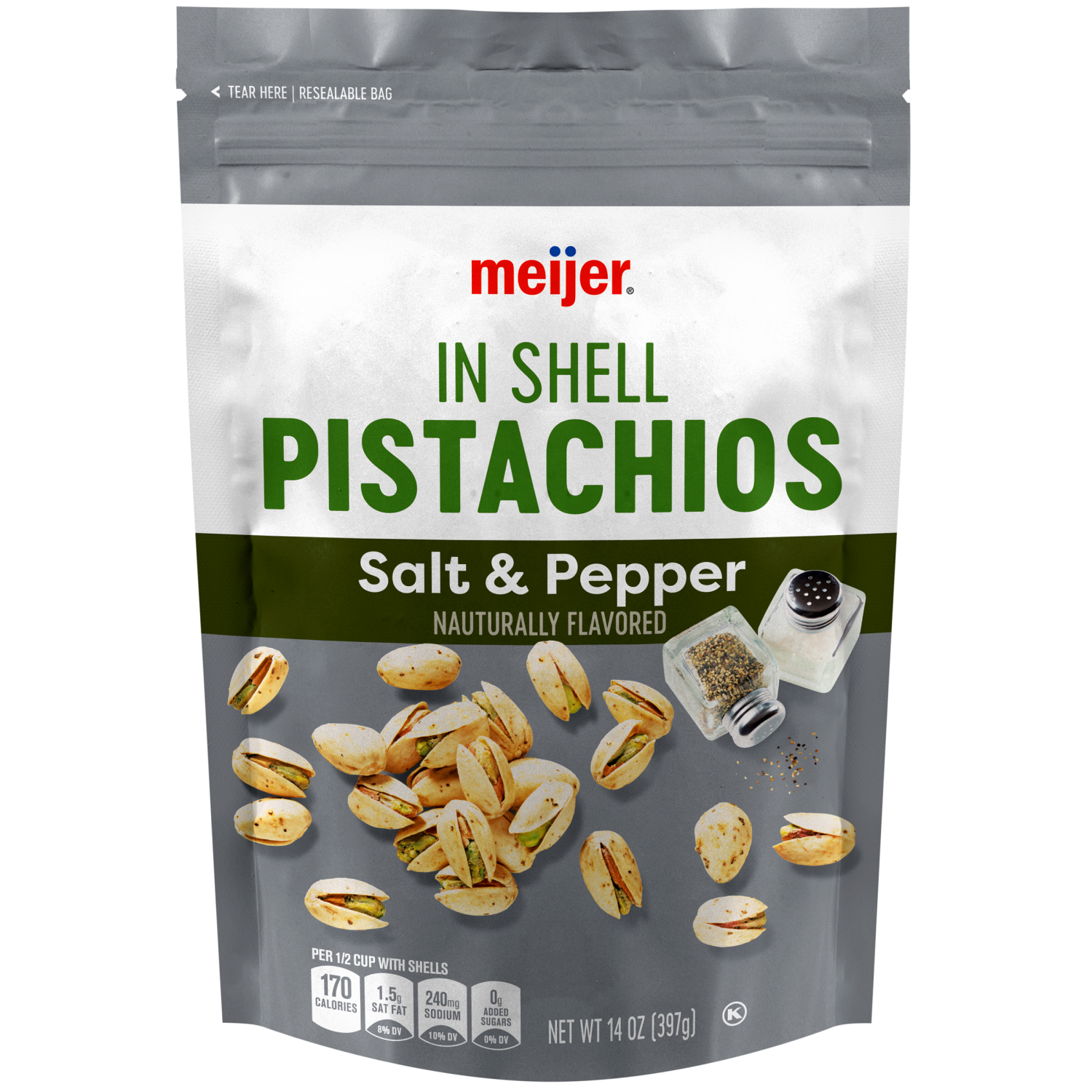 slide 1 of 2, Meijer Salt And Pepper Pistachios In Shell, 14 Oz, 14 oz