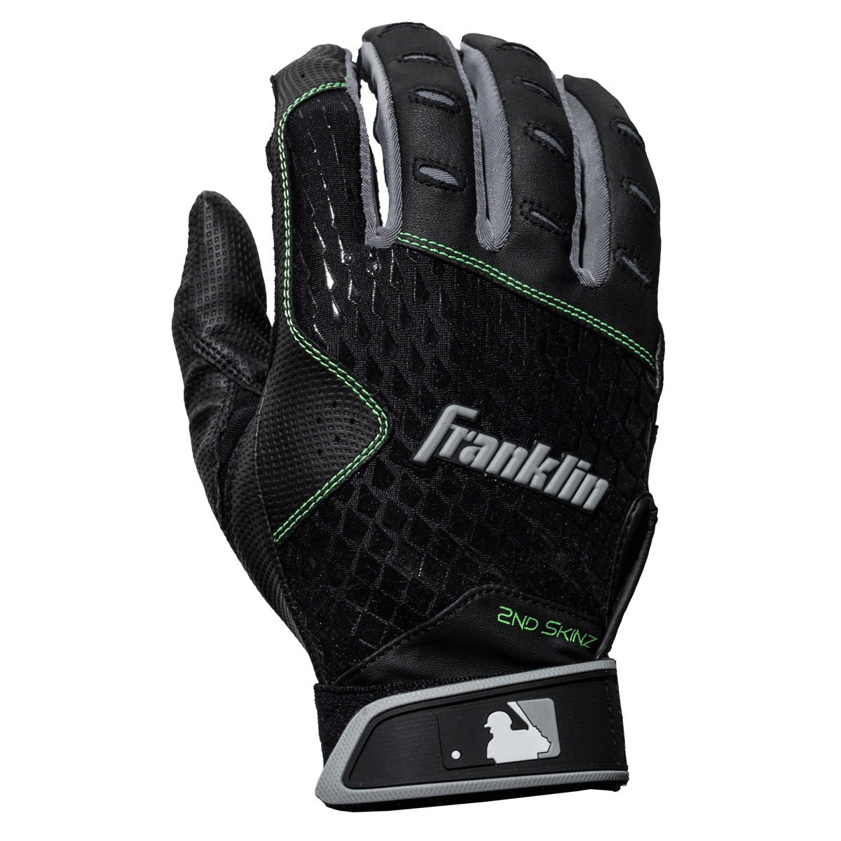 slide 1 of 5, Franklin MLB Youth Large black/Black 2nd Skinz Batting Glove, LG