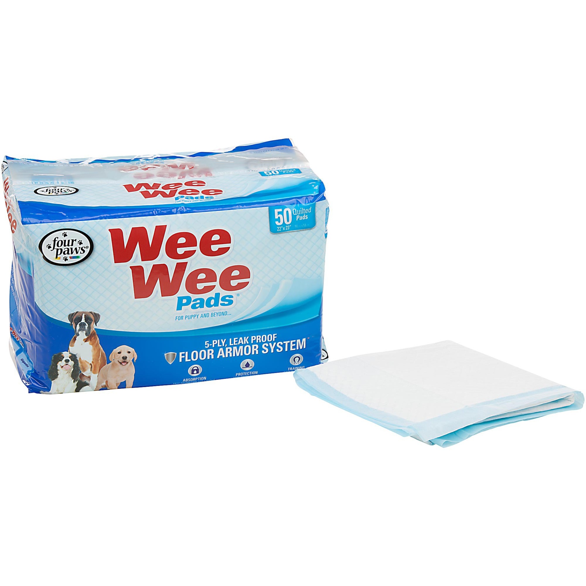 slide 1 of 1, Four Paws Wee-Wee Potty Pads, 50 ct