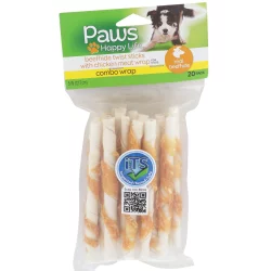 Paws Happy Life Beefhide Twist Sticks with Chicken Meat Wrap, 5 inch, 20 Pack
