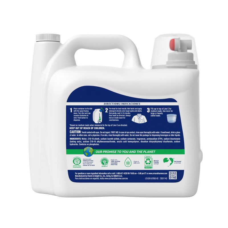slide 6 of 10, ARM & HAMMER Sensitive Skin Plus Fresh Scent, 170 Loads Liquid Laundry Detergent, 170 Fl oz, 189 oz