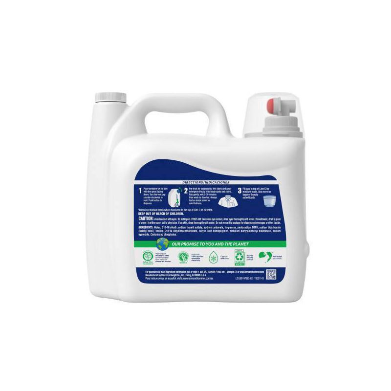 slide 8 of 10, ARM & HAMMER Sensitive Skin Plus Fresh Scent, 170 Loads Liquid Laundry Detergent, 170 Fl oz, 189 oz
