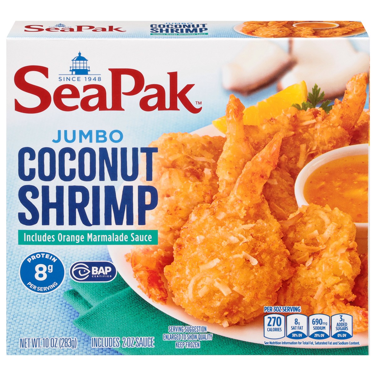slide 1 of 9, SeaPak Coconut Shrimp Includes Orange Marmalade Sauce 10 oz, 10 oz