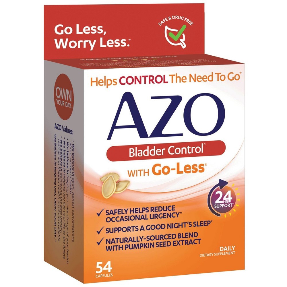 slide 3 of 6, Azo Bladder Control With Go-Less Dietary Supplement Capsules, 54 ct