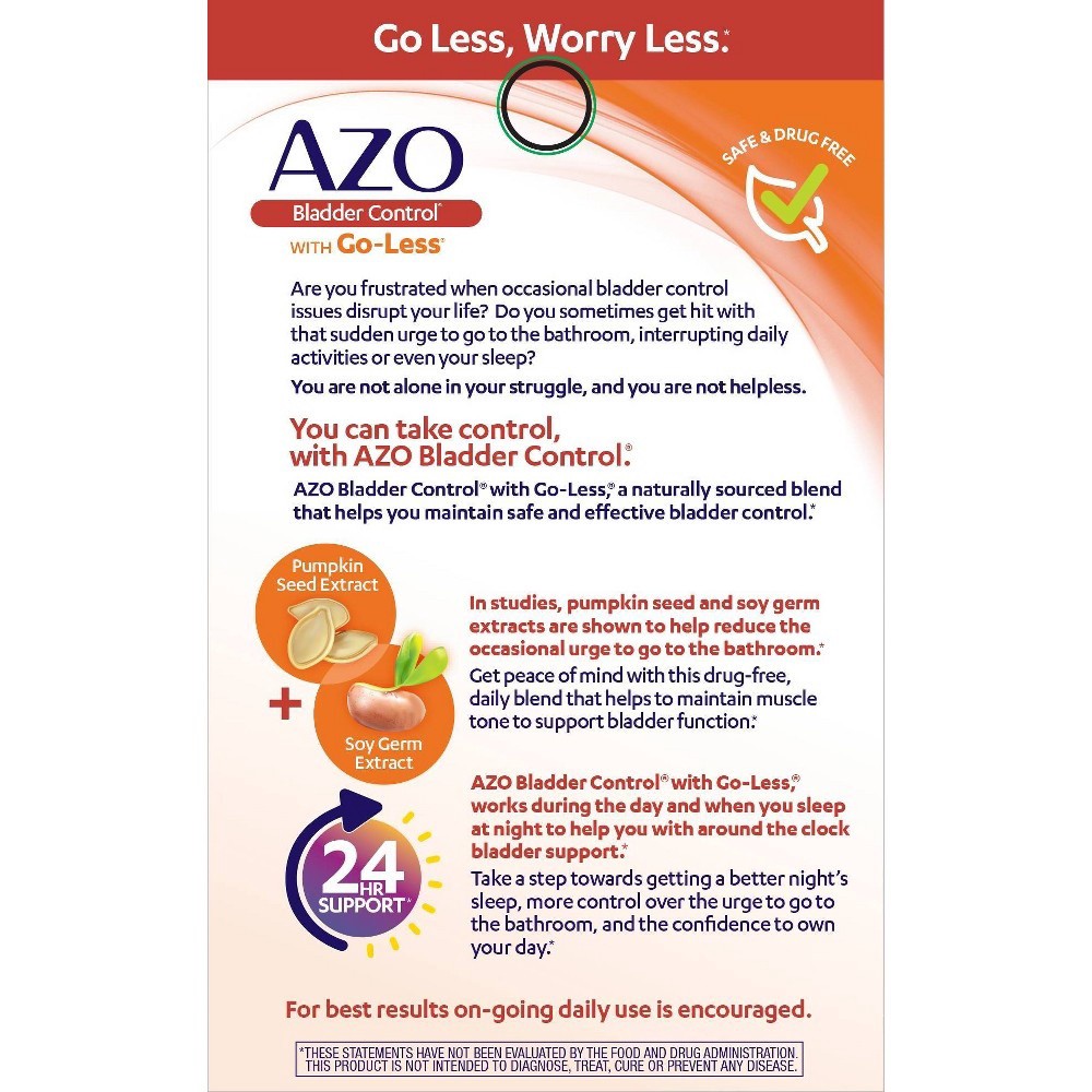 slide 2 of 6, Azo Bladder Control With Go-Less Dietary Supplement Capsules, 54 ct